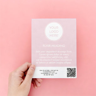 Modelo de Flyer de Código QR de Logotipo Rosa para