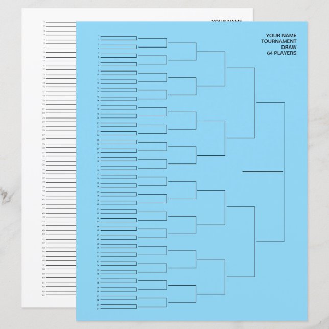 Modelo de folha de papel para sorteio de torneio p (Frente/Verso)
