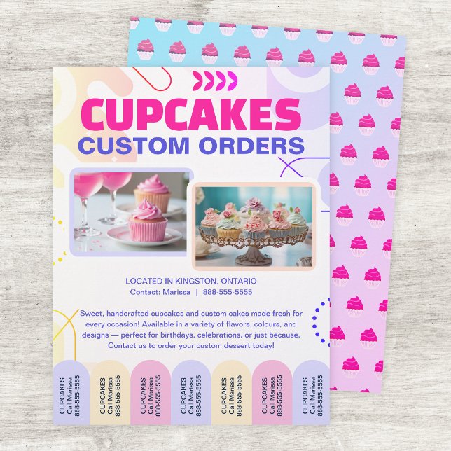 Modelo de Folheto de Cupcakes e Bolos Personalizad (Criador carregado)