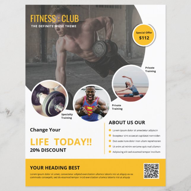 Modelo de Folheto de Ginástica Fitness (Frente)