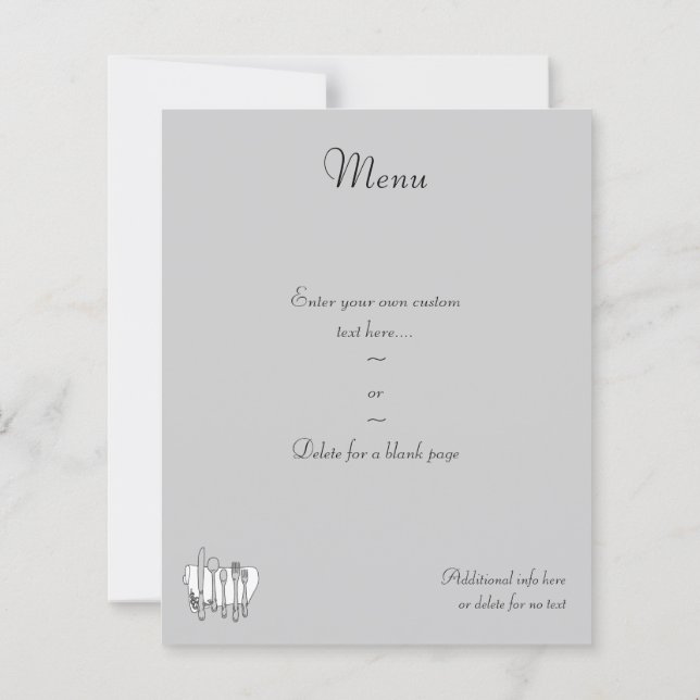 Modelo de folheto de menu personalizado de talhere (Verso)