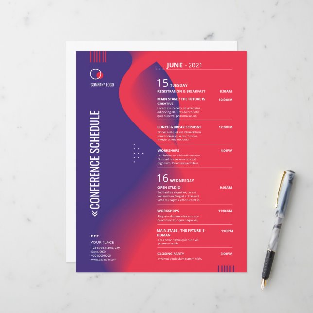 Modelo de Folheto de Programação de Conferência (Frente/Verso In Situ)