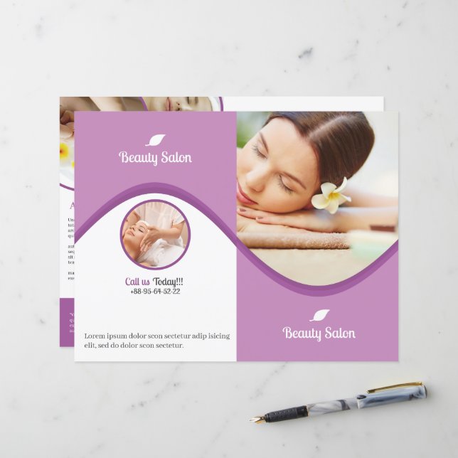 Modelo de Folheto de Salão Spa e Beauty (Frente/Verso In Situ)