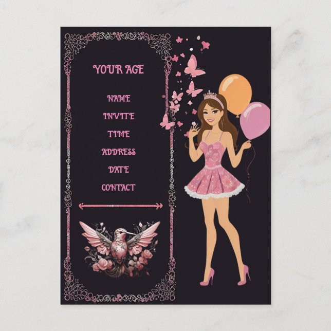 Modelo de foto de aniversário que você pode person (Frente)