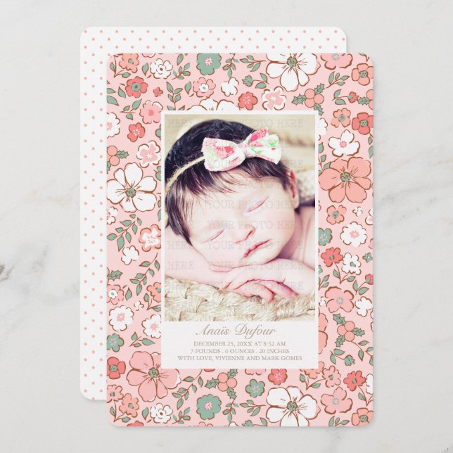 Modelo de Foto de Anúncio de Nascimento Foral de F (Frente/Verso)