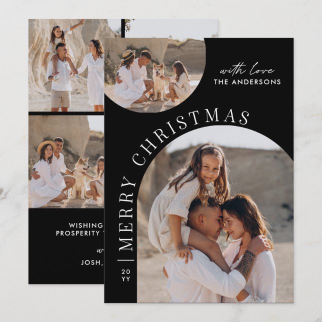 Modelo de foto de Natal com layout de arco preto m (Frente/Verso)