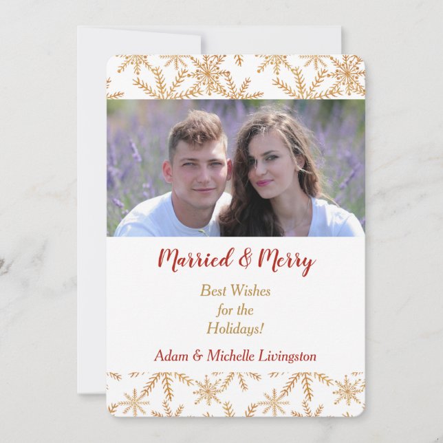 Modelo de Foto de Natal Dourado do Floco de Neve (Frente)