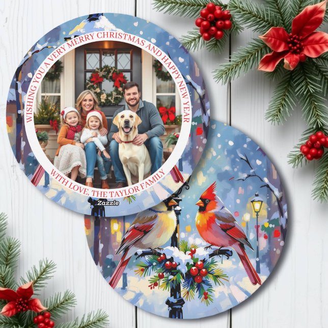 Modelo de Foto de Natal Personalizado com Cardinal (Criador carregado)