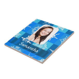 Modelo de foto de padrão de neve azul