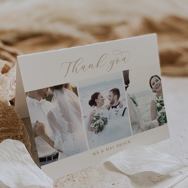 Modelo de Foto Elegante Dourado 3 Dobrado Obrigado (Criador carregado)