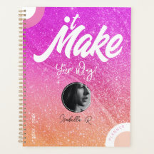 Modelo de Foto em Estilo de Agenda Rosa Brilhante
