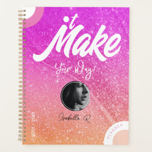 Modelo de Foto em Estilo de Agenda Rosa Brilhante