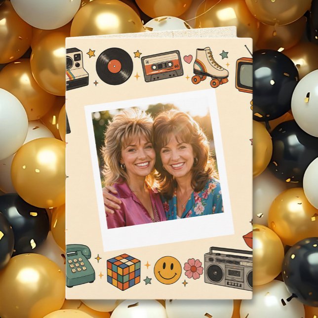 Modelo de Foto Retro Divertida Feliz Aniversário M (Criador carregado)