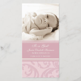 Modelo de Foto Rosa Novo Anúncio de Nascimento Beb