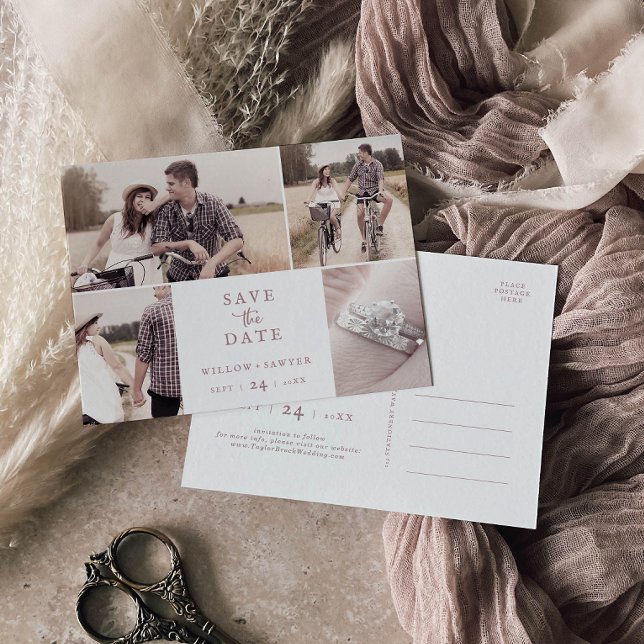 Modelo de Foto Rustic Rosa Dourado 4 Guarde a Data (Criador carregado)