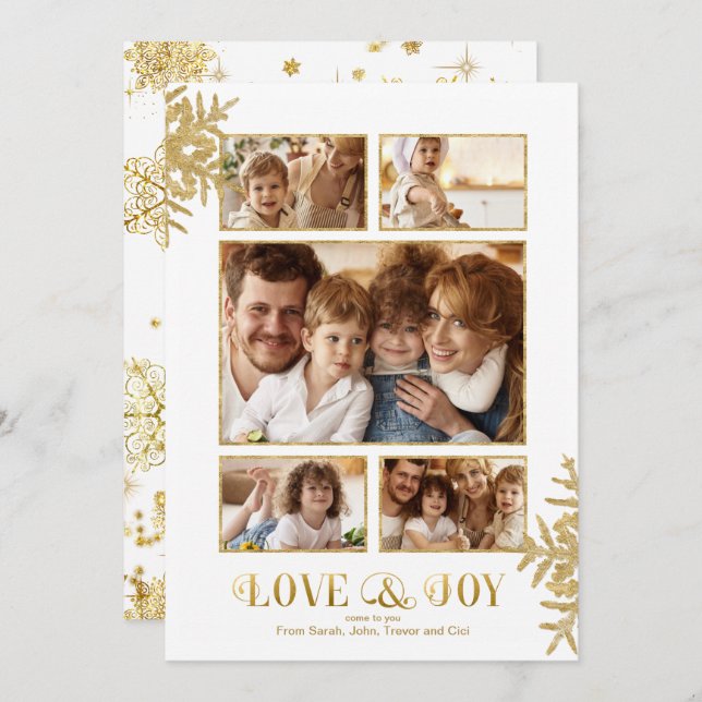 Modelo de Foto Wht/Gld com Flocos de Neve Mais Bon (Frente/Verso)