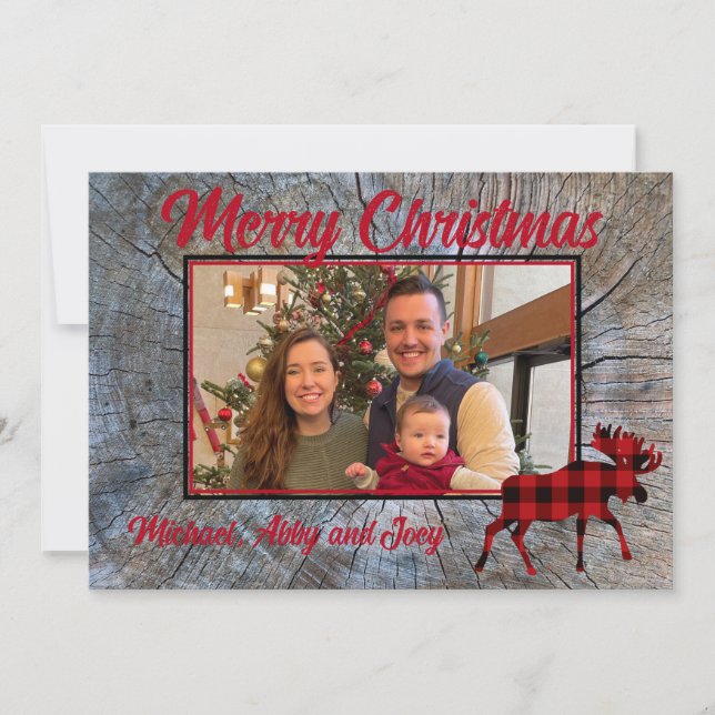 Modelo de foto xadrez vermelho de alce clássico rú (Frente)