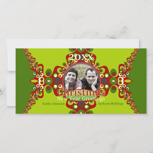 Modelo de Fotocarta de Natal Green Groovy Holiday (Frente)