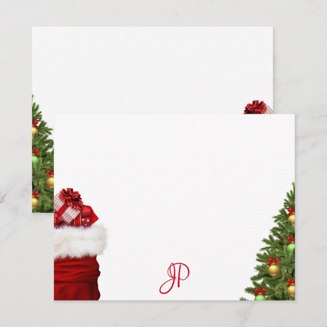 Modelo de letra manuscrita de Natal Monograma (Frente/Verso)