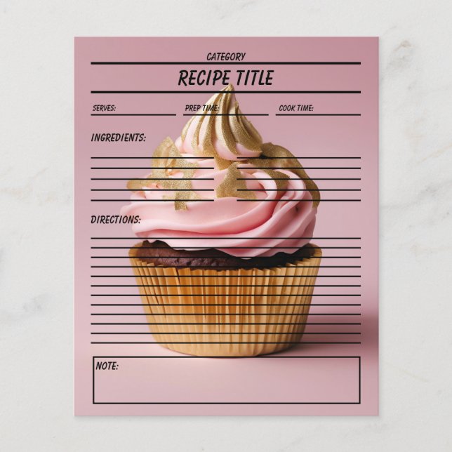 Modelo de Livro de Receita de Cupcake Mínimo (Frente)