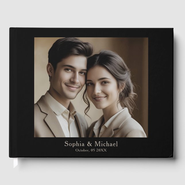 Modelo de Livro de Visitas de Casamento com Foto M (Frente)