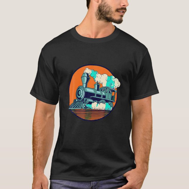 Modelo de Locomotiva do Comboio Retro T Camisa (Frente)