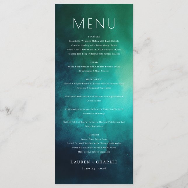 Modelo de Menu Azul Elegante (Frente)