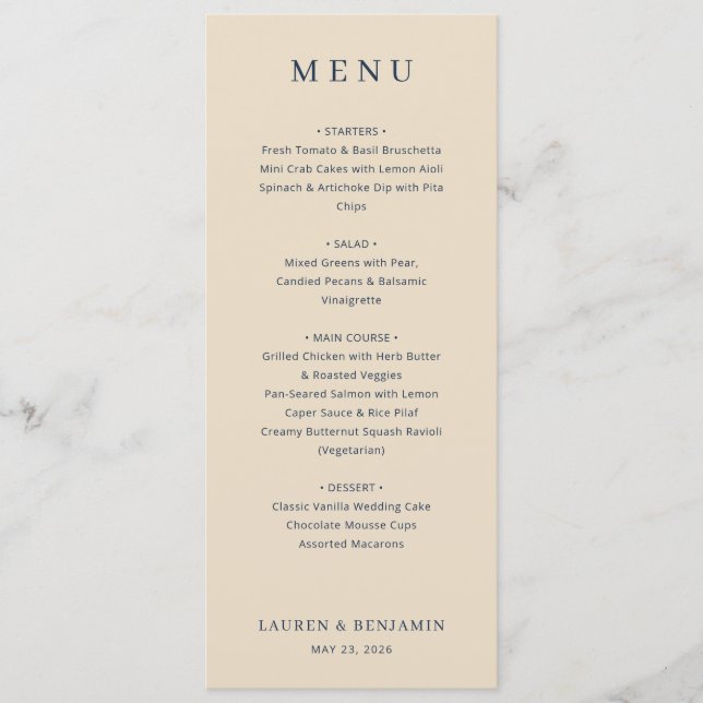 Modelo de Menu Bege Elegante (Frente)