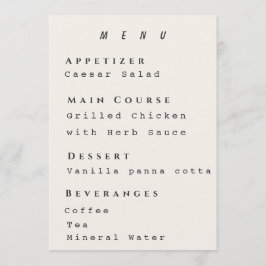 Modelo de Menu Bege Moderno Casamento Simples