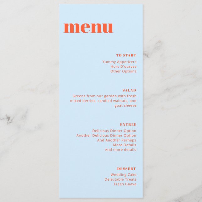 Modelo de Menu de Casamento Alto Moderno Laranja A (Frente)
