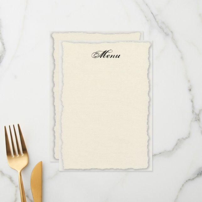 Modelo de Menu de Casamento Clássico com Borda Fau (Frente/Verso In Situ)