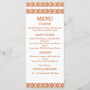 Modelo de Menu de Casamento com Impressão Africana