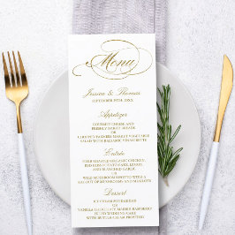 Modelo de Menu de Casamento de Folha Ouro Chic Fau