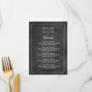 Modelo de menu de casamento de quadro negro casual