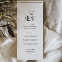 Modelo de Menu de Casamento Editável, Preto e Bran