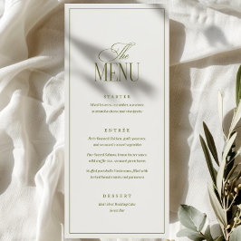 Modelo de Menu de Casamento Editável, Verde Oliva 