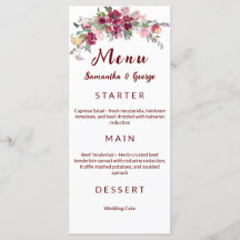 Modelo de Menu de Casamento Floral Boêmio Elegante