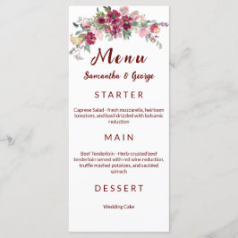 Modelo de Menu de Casamento Floral Boêmio Elegante