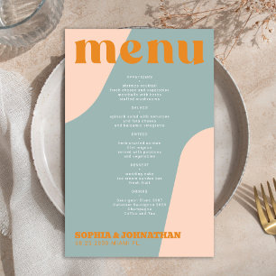 Modelo de menu de casamento moderno retrô econômic