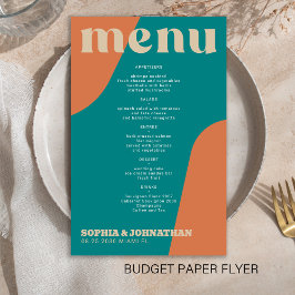 Modelo de menu de casamento moderno retrô econômic