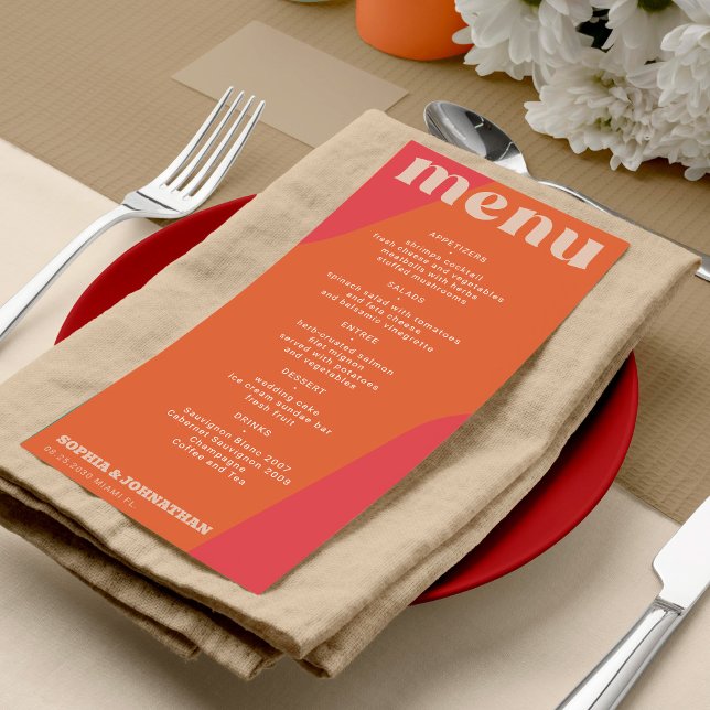modelo de menu de casamento moderno retrô groovy (Criador carregado)