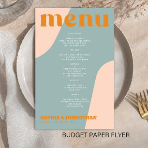 Modelo de menu de casamento moderno retrô groovy o
