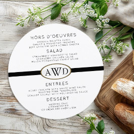Modelo de Menu de Casamento Redondo Monograma