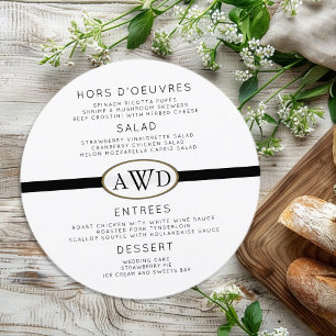 Modelo de Menu de Casamento Redondo Monograma