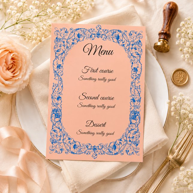 Modelo de Menu de Casamento Vintage Elegante | Per (Criador carregado)