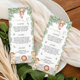 Modelo de Menu de Chá de Bebê Safari