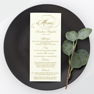 Modelo de Menu de Festa com Folha de Ouro Falsa Ch