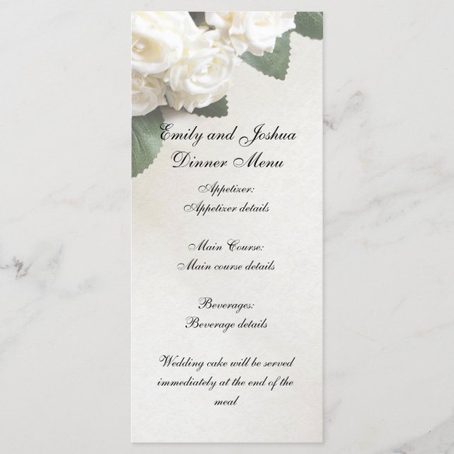 Modelo de Menu de Jantar de Casamento Personalizáv (Frente)