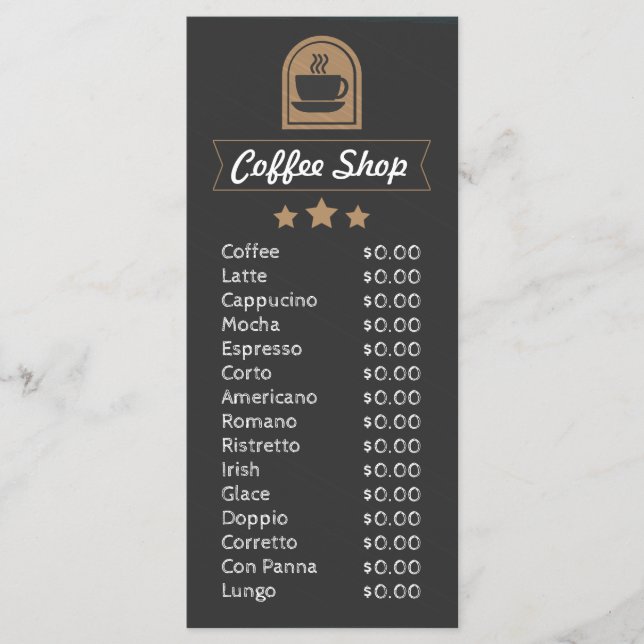 modelo de menu personalizável de café com foto par (Frente)