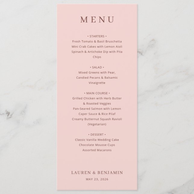 Modelo de Menu Rosa Elegante (Frente)